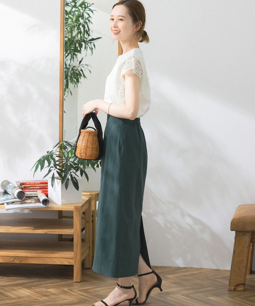 URBAN RESEARCH ROSSO WOMEN（アーバンリサーチ　ロッソ）の「イージーストレートロングスカート（スカート・レディース・グリーン/ブラック/ベージュ・FREE）」の20枚目の写真