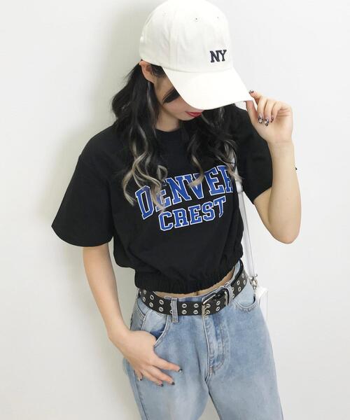 INGNI(イング)の「裾ゴムカレッジロゴTシャツ(Tシャツ/カットソー・レディース・オートミール/オフホワイト/ブラック・M)」の9枚目の写真