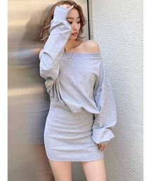 ドッキングオフショル スウェットワンピース
