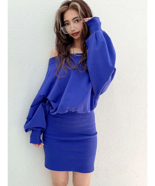 GYDA（ジェイダ）の「ドッキングオフショル スウェットワンピース（ワンピース・レディース・ブラック/グレー/ブルー・FREE）」の7枚目の写真