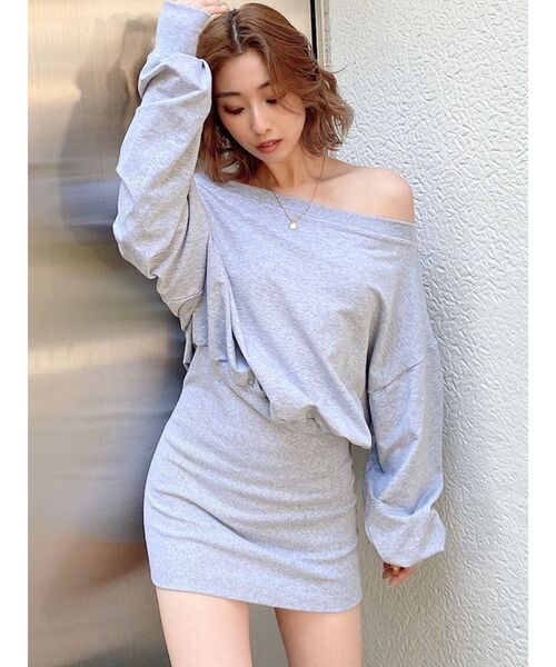 GYDA（ジェイダ）の「ドッキングオフショル スウェットワンピース（ワンピース・レディース・ブラック/グレー/ブルー・FREE）」の12枚目の写真