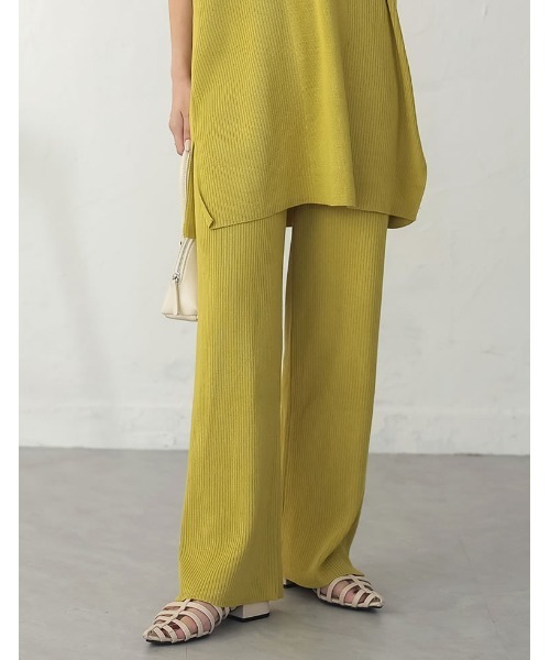 Re:EDIT（リエディ）の「[低身長サイズ有]プレーティングリブニットパンツ（その他パンツ・レディース・ブラック/ホワイト/ブラウン/ライム・AS/AM/MEDIUM/LARGE）」の4枚目の写真