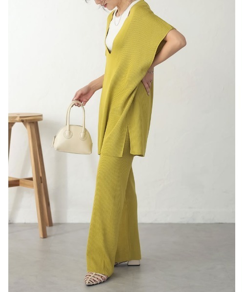 Re:EDIT（リエディ）の「[低身長サイズ有]プレーティングリブニットパンツ（その他パンツ・レディース・ブラック/ホワイト/ブラウン/ライム・AS/AM/MEDIUM/LARGE）」の9枚目の写真