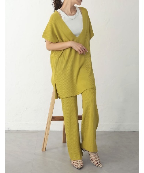 Re:EDIT（リエディ）の「[低身長サイズ有]プレーティングリブニットパンツ（その他パンツ・レディース・ブラック/ホワイト/ブラウン/ライム・AS/AM/MEDIUM/LARGE）」の13枚目の写真