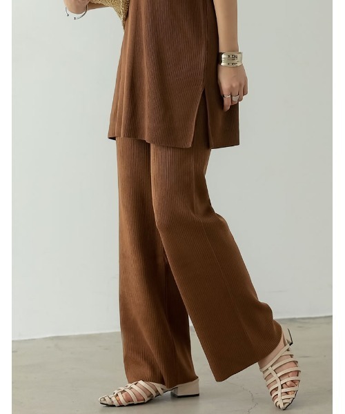 Re:EDIT（リエディ）の「[低身長サイズ有]プレーティングリブニットパンツ（その他パンツ・レディース・ブラック/ホワイト/ブラウン/ライム・AS/AM/MEDIUM/LARGE）」の22枚目の写真