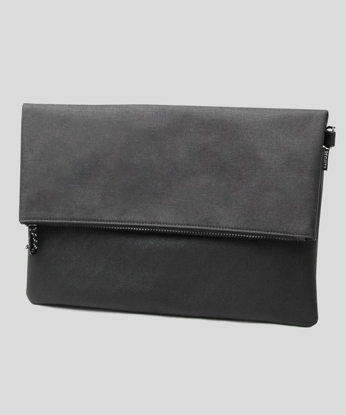 REGiSTA（レジスタ）の「異素材コンビ クラッチバッグ / ヘザーカラーPVC / フェイクレザー / ショルダーバッグ（クラッチバッグ・メンズ・ブラック/グレー・FREE）」の7枚目の写真