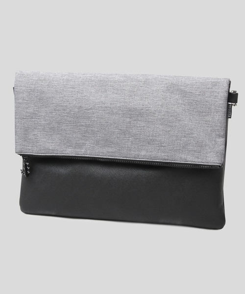 REGiSTA（レジスタ）の「異素材コンビ クラッチバッグ / ヘザーカラーPVC / フェイクレザー / ショルダーバッグ（クラッチバッグ・メンズ・ブラック/グレー・FREE）」の8枚目の写真