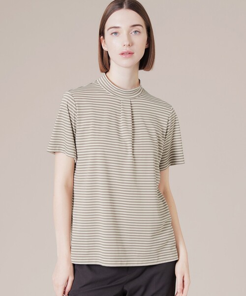 MACKINTOSH LONDON（マッキントッシュ ロンドン）の「シルケットスムースボーダーTシャツ（Tシャツ/カットソー・レディース・ベージュ/ネイビー・40/38）」の2枚目の写真