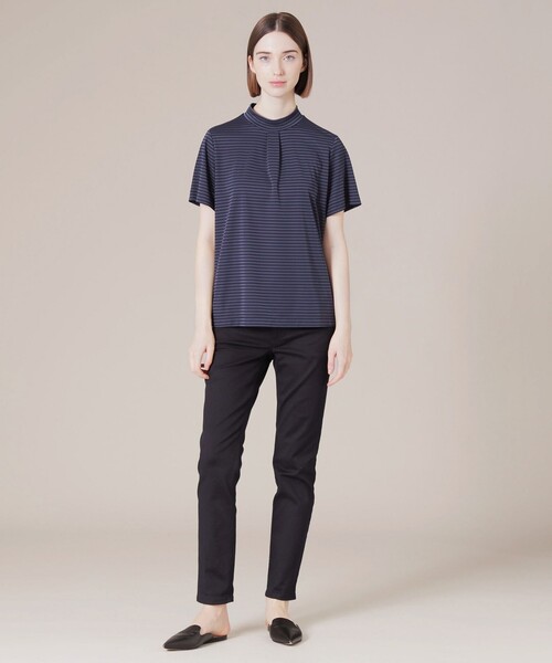 MACKINTOSH LONDON（マッキントッシュ ロンドン）の「シルケットスムースボーダーTシャツ（Tシャツ/カットソー・レディース・ベージュ/ネイビー・40/38）」の9枚目の写真