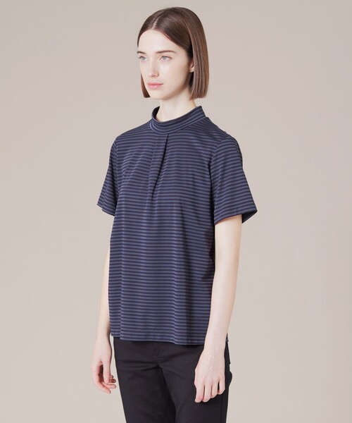 MACKINTOSH LONDON（マッキントッシュ ロンドン）の「シルケットスムースボーダーTシャツ（Tシャツ/カットソー・レディース・ベージュ/ネイビー・40/38）」の8枚目の写真