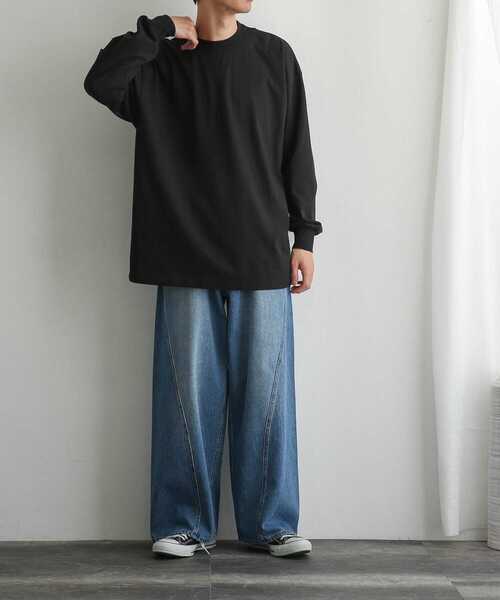 SENSE OF PLACE by URBAN RESEARCH（センスオブプレイスバイアーバンリサーチ）の「エクストラルーズロングTシャツ（Tシャツ/カットソー・メンズ・ホワイト/ブラック・MEDIUM/LARGE）」の14枚目の写真