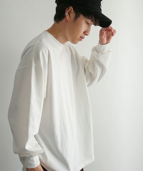 SENSE OF PLACE by URBAN RESEARCH（センスオブプレイスバイアーバンリサーチ）の「エクストラルーズロングTシャツ（Tシャツ/カットソー・メンズ・ホワイト/ブラック・MEDIUM/LARGE）」の9枚目の写真