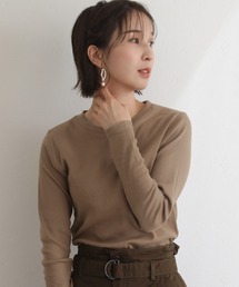 ElegChic（エレグシック）の「リブクルーネック 長袖 Tシャツ（Tシャツ/カットソー）」