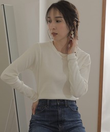 ElegChic（エレグシック）の「リブクルーネック 長袖 Tシャツ（Tシャツ/カットソー）」