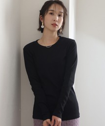 ElegChic | リブクルーネック 長袖 Tシャツ(Tシャツ/カットソー)