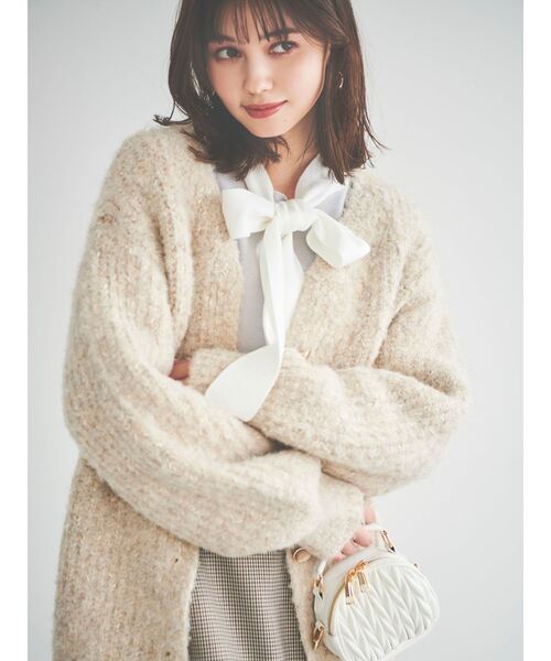 dazzlin（ダズリン）の「コットンキャンディミドルニットカーティガン（カーディガン/ボレロ・レディース・グリーン/ブルー/レッド/ベージュ/パープル・FREE）」の2枚目の写真