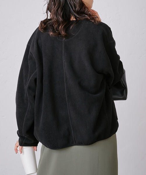 Lee（リー）の「【Lee/リー】別注ノーカラーフリースジャケット（ノーカラージャケット・レディース・オフホワイト/パープル/ブラック・ONE SIZE）」の19枚目の写真