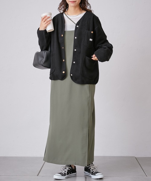 Lee（リー）の「【Lee/リー】別注ノーカラーフリースジャケット（ノーカラージャケット・レディース・オフホワイト/パープル/ブラック・ONE SIZE）」の22枚目の写真