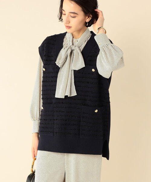 ◇【WEB限定】ツイード柄Vネックベスト