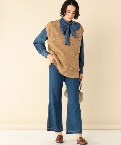 ◇【WEB限定】ツイード柄Vネックベスト