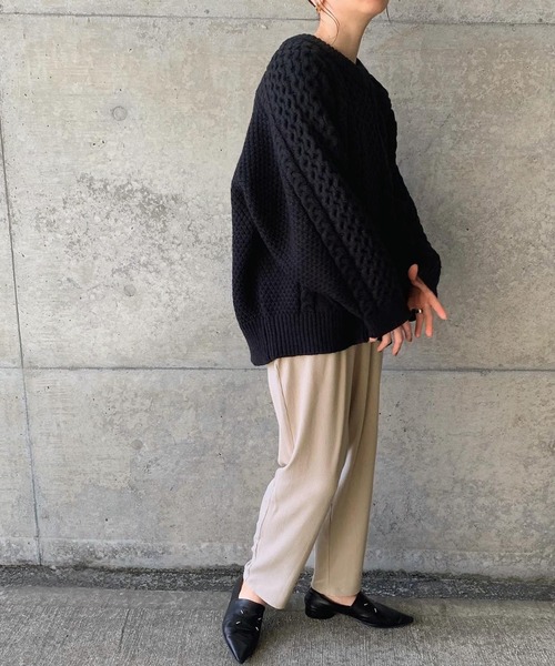 select MOCA by son(セレクトモカバイソン)の「リラックスリブイージーパンツ(その他パンツ・レディース・ブラック/グレイッシュベージュ/グリーン・FREE)」の14枚目の写真