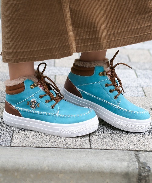 チチカカ（チチカカ）の「ネイティブ刺繍ミドルスニーカー（スニーカー・レディース・ターコイズブルー/グレー/ブラック・LARGE/MEDIUM）」の7枚目の写真