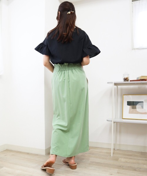 Brownie（ブラウニー）の「Brownie Vネックレース切替袖フリルブラウス（シャツ/ブラウス・レディース・ホワイト/ブラック/オレンジ・FREE）」の7枚目の写真