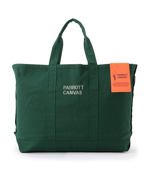 THE SHOP TK （ザ ショップ ティーケー ）の「【別注】PARROTT CANVAS トートバッグ（トートバッグ・レディース・アイボリー/ダークグリーン/ブラウン系その他・00）」の3枚目の写真