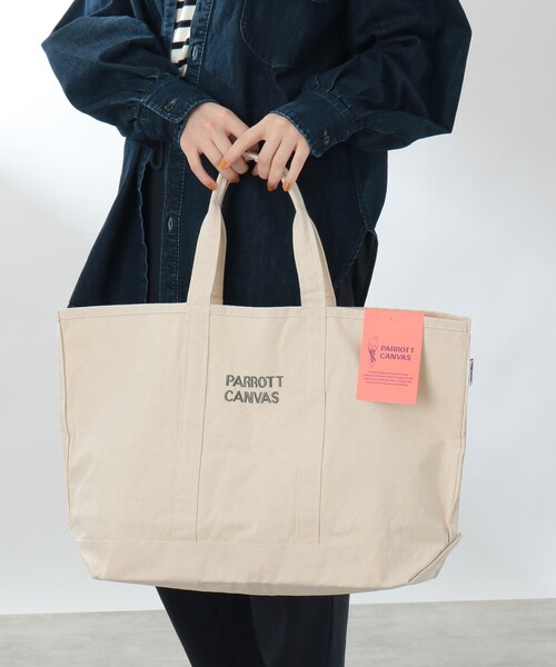 THE SHOP TK （ザ ショップ ティーケー ）の「【別注】PARROTT CANVAS トートバッグ（トートバッグ・レディース・アイボリー/ダークグリーン/ブラウン系その他・00）」の5枚目の写真