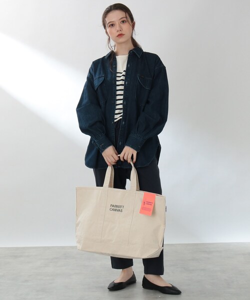 THE SHOP TK （ザ ショップ ティーケー ）の「【別注】PARROTT CANVAS トートバッグ（トートバッグ・レディース・アイボリー/ダークグリーン/ブラウン系その他・00）」の15枚目の写真