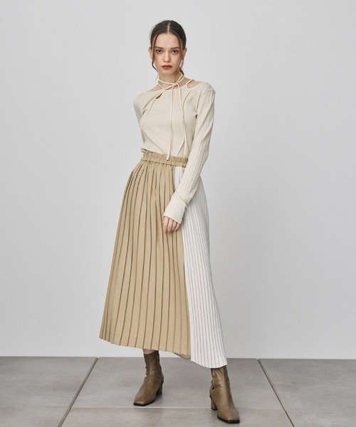 PUBLIC TOKYO（パブリックトウキョウ）の「ミックスプリーツアシメヘム  