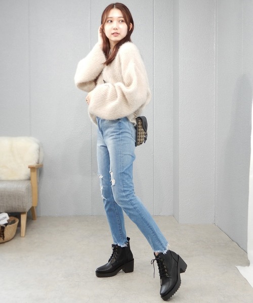 minia（ミニア）の「厚底レースアップブーティ（ブーツ・レディース・ブラック系その他2/ブラック系その他/カーキブラウン・LL/S/M/L）」の21枚目の写真