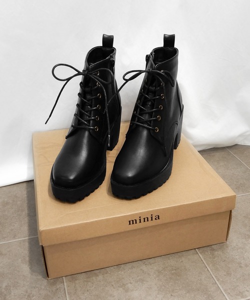 minia（ミニア）の「厚底レースアップブーティ（ブーツ・レディース・ブラック系その他2/ブラック系その他/カーキブラウン・LL/S/M/L）」の19枚目の写真
