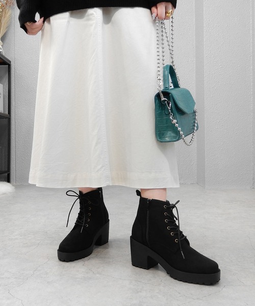 minia（ミニア）の「厚底レースアップブーティ（ブーツ・レディース・ブラック系その他2/ブラック系その他/カーキブラウン・LL/S/M/L）」の13枚目の写真