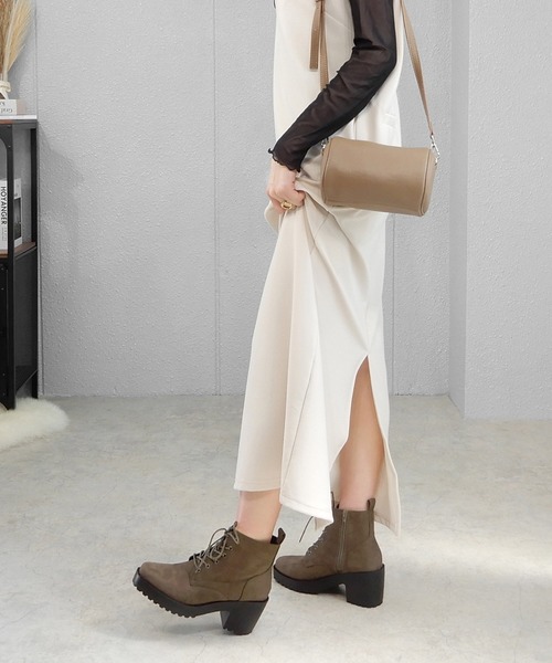 minia（ミニア）の「厚底レースアップブーティ（ブーツ・レディース・ブラック系その他2/ブラック系その他/カーキブラウン・LL/S/M/L）」の16枚目の写真