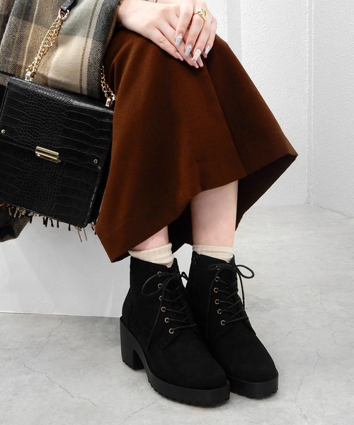 minia（ミニア）の「厚底レースアップブーティ（ブーツ・レディース・ブラック系その他2/ブラック系その他/カーキブラウン・LL/S/M/L）」の9枚目の写真