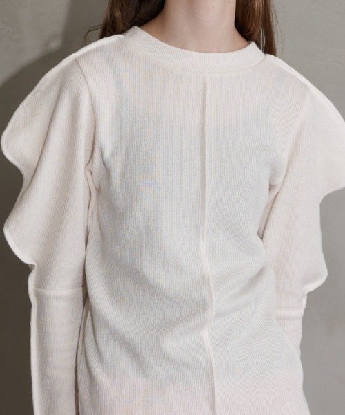 Solace（ソレイス）の「ウェーブショルダーパイルトップス（Tシャツ/カットソー・レディース・ブラック/ナチュラル/パープル・FREE）」の9枚目の写真