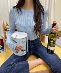 ケーブルクロップドカーディガン
