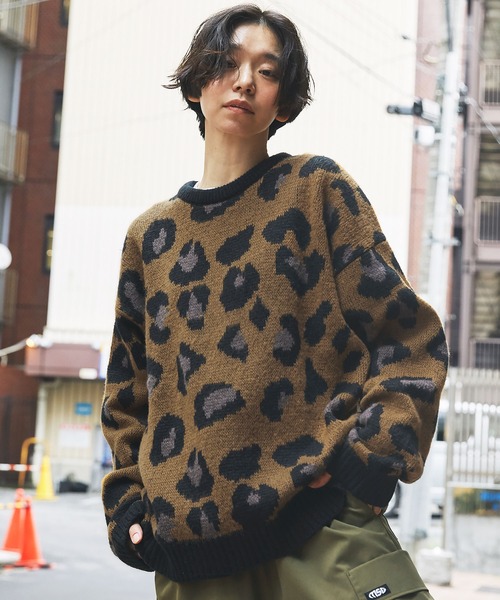 MSG（エムエスジー）の「Buyer's Select/モヘアライクビッグシルエットクルーニット ボーダー レオパード（ニット/セーター・メンズ・グリーン系/パープル/グリーン/グレー系/ブルー系/ベージュ系/ブルー/ネイビー/ブラック/イエロー系/ロイヤルブルー・M/L）」の11枚目の写真