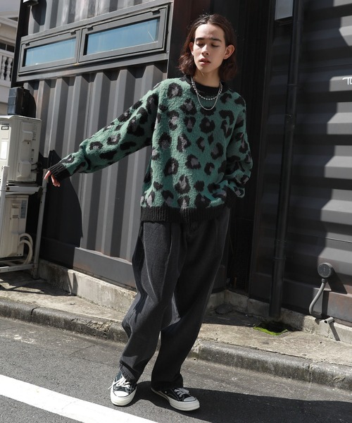 MSG（エムエスジー）の「Buyer's Select/モヘアライクビッグシルエットクルーニット ボーダー レオパード（ニット/セーター・メンズ・グリーン系/パープル/グリーン/グレー系/ブルー系/ベージュ系/ブルー/ネイビー/ブラック/イエロー系/ロイヤルブルー・M/L）」の20枚目の写真