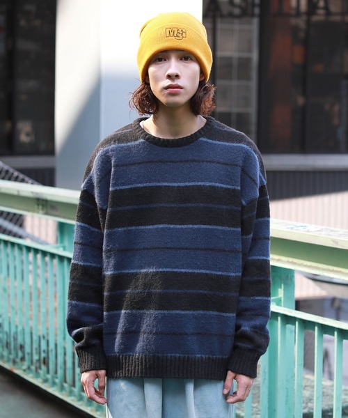 MSG（エムエスジー）の「Buyer's Select/モヘアライクビッグシルエットクルーニット ボーダー レオパード（ニット/セーター・メンズ・グリーン系/パープル/グリーン/グレー系/ブルー系/ベージュ系/ブルー/ネイビー/ブラック/イエロー系/ロイヤルブルー・M/L）」の18枚目の写真