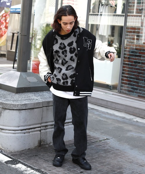 MSG（エムエスジー）の「Buyer's Select/モヘアライクビッグシルエットクルーニット ボーダー レオパード（ニット/セーター・メンズ・グリーン系/パープル/グリーン/グレー系/ブルー系/ベージュ系/ブルー/ネイビー/ブラック/イエロー系/ロイヤルブルー・M/L）」の14枚目の写真