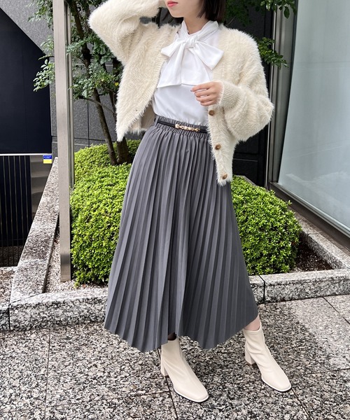 NOMAE（ノーマエ）の「アシンメトリープリーツスカート（スカート・レディース・ライトグレー/ブラック/ベージュ・FREE）」の15枚目の写真