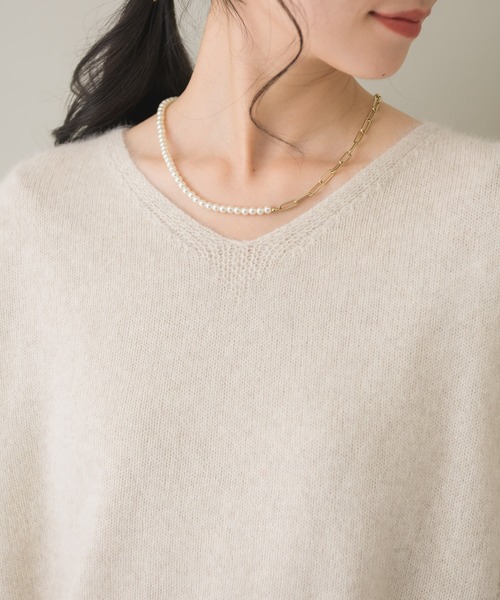 Dignite collier（ディニテコリエ）の「【KATHARINE ROSS】Dignite collier フォックス混Vネックニット（ニット/セーター・レディース・アイボリー/グリーン/イエロー・MEDIUM）」の17枚目の写真