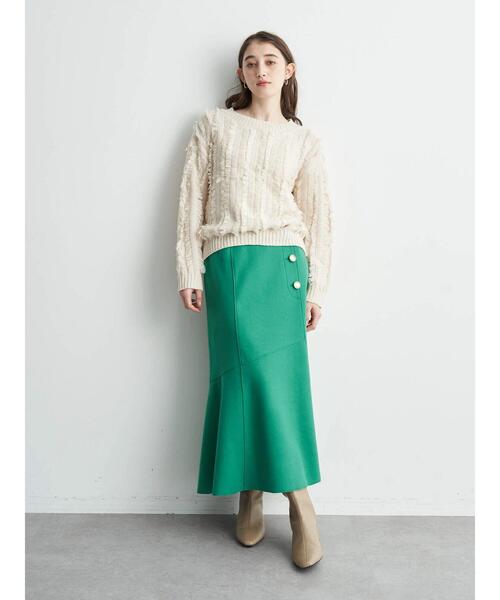 Editt by YECCA VECCA(エディットバイイェッカヴェッカ)の「フリンジニット(ニット/セーター・レディース・パープル/グリーン/グレー/アイボリー・FREE)」の16枚目の写真