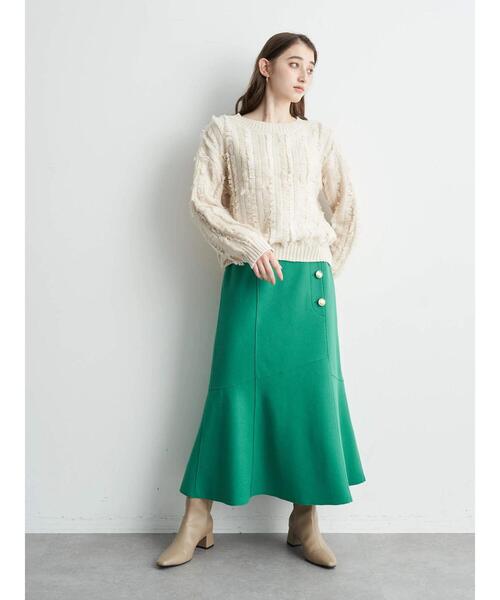 Editt by YECCA VECCA(エディットバイイェッカヴェッカ)の「フリンジニット(ニット/セーター・レディース・パープル/グリーン/グレー/アイボリー・FREE)」の17枚目の写真