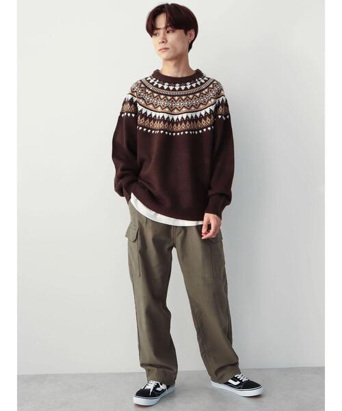 CRAFT STANDARD BOUTIQUE(クラフトスタンダードブティック)の「求心柄ニット(ニット/セーター・メンズ・アイボリー/ダークブラウン・L/LL/M)」の18枚目の写真