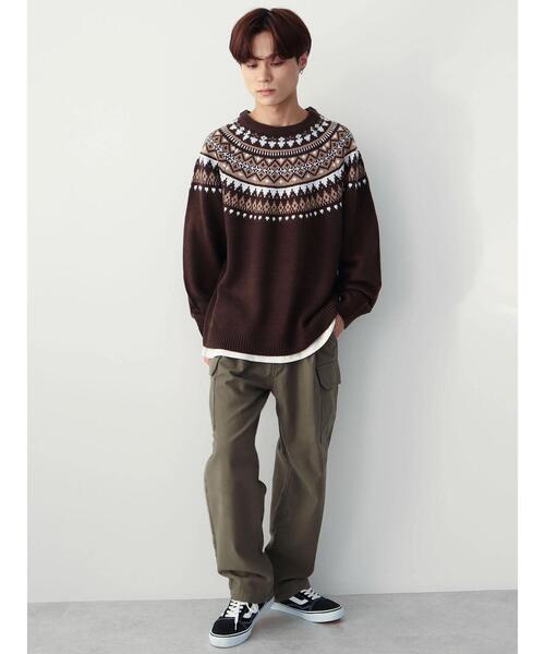 CRAFT STANDARD BOUTIQUE(クラフトスタンダードブティック)の「求心柄ニット(ニット/セーター・メンズ・アイボリー/ダークブラウン・L/LL/M)」の17枚目の写真