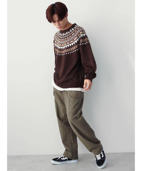 CRAFT STANDARD BOUTIQUE(クラフトスタンダードブティック)の「求心柄ニット(ニット/セーター・メンズ・アイボリー/ダークブラウン・L/LL/M)」の16枚目の写真