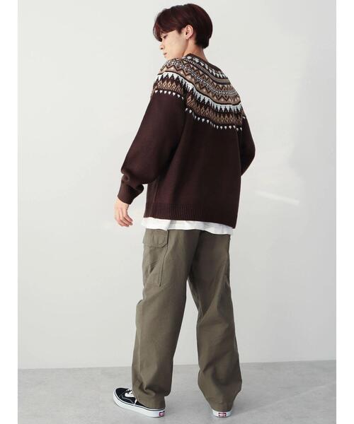 CRAFT STANDARD BOUTIQUE(クラフトスタンダードブティック)の「求心柄ニット(ニット/セーター・メンズ・アイボリー/ダークブラウン・L/LL/M)」の15枚目の写真